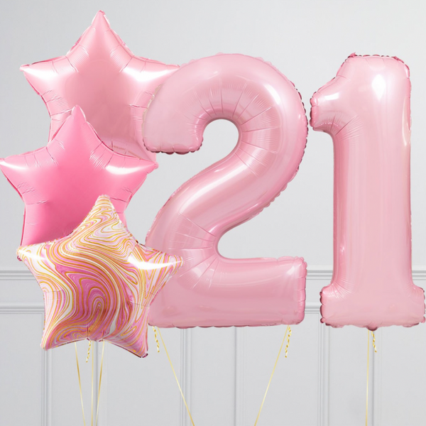 Inflated Baby Pink Birthday Balloon Numbers