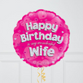 Happy Birthday Wife Pink Foil Balloon Bouquet