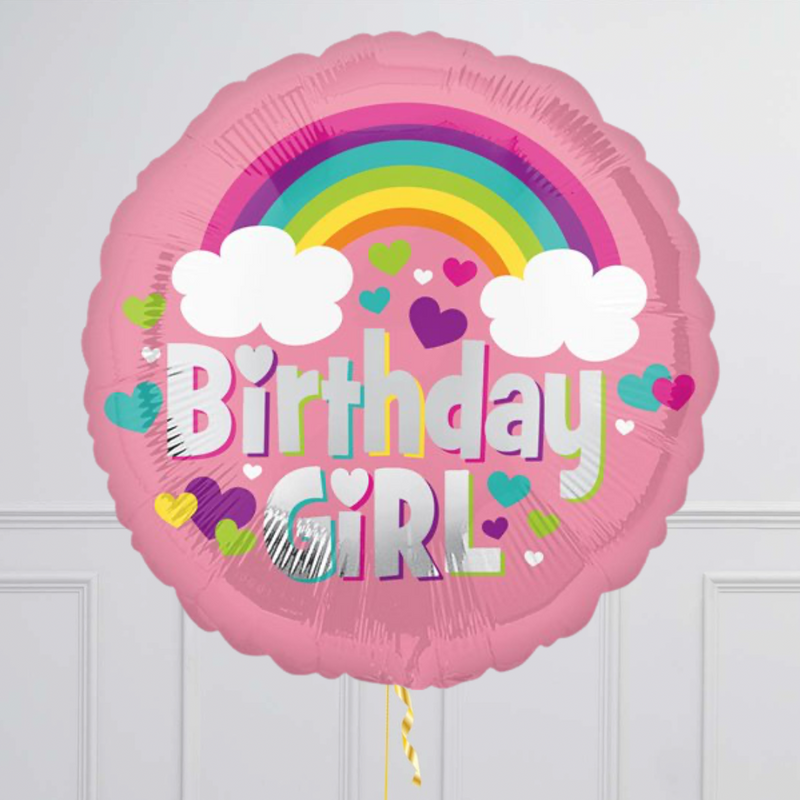 Rainbow Birthday Girl Foil Balloon Bouquet