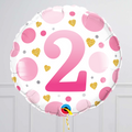 2nd Birthday Pink and Gold Dots Foil Balloon Bouquet