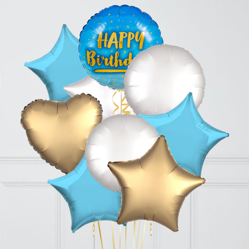 Blue Happy Birthday Inflated Foil Balloons