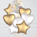 Happy Retirement Pastel Stars Inflated Foil Balloon Bunch