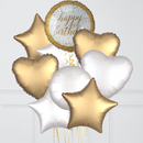 Gold Happy Birthday Confetti Foil Balloon Bouquet