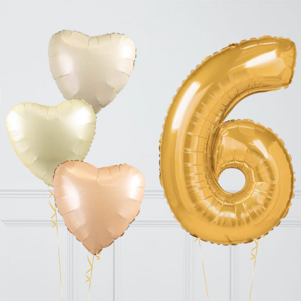 Inflated Cream Chrome Birthday Balloon Number (One Number)