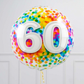 60th Birthday Rainbow Blue Confetti Inflated Foil Balloon Bouquet