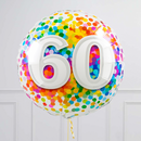 60th Birthday Rainbow Blue Confetti Inflated Foil Balloon Bouquet