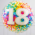 18th Birthday Rainbow Blue Confetti Inflated Foil Balloon Bouquet