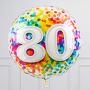 80th Birthday Rainbow Confetti Inflated Foil Balloon Bouquet