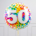 50th Birthday Rainbow Blue Confetti Inflated Foil Balloon Bouquet