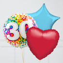 30th Birthday Rainbow Blue Confetti Inflated Foil Balloon Bouquet