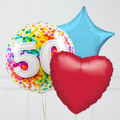 50th Birthday Rainbow Blue Confetti Inflated Foil Balloon Bouquet