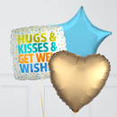 Hugs, Kisses & Well Wishes Primary Rainbow Inflated Foil Balloon Bunch