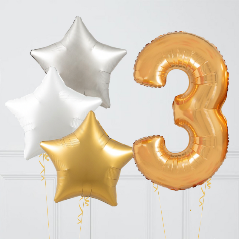 Inflated Golden Stylish Metallic Birthday Balloon Number (One Number)