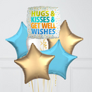 Hugs, Kisses & Well Wishes Primary Rainbow Inflated Foil Balloon Bunch