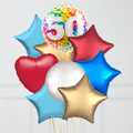 50th Birthday Rainbow Blue Confetti Inflated Foil Balloon Bouquet