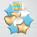 Hugs, Kisses & Well Wishes Primary Rainbow Inflated Foil Balloon Bunch