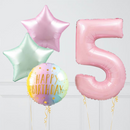 Inflated Baby Pink Pastel Ombre Birthday Balloon Number (One Number)