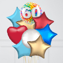 60th Birthday Rainbow Blue Confetti Inflated Foil Balloon Bouquet