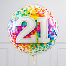 21st Birthday Rainbow Confetti Inflated Foil Balloon Bouquet