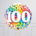 100th Birthday Rainbow Confetti Inflated Foil Balloon Bouquet