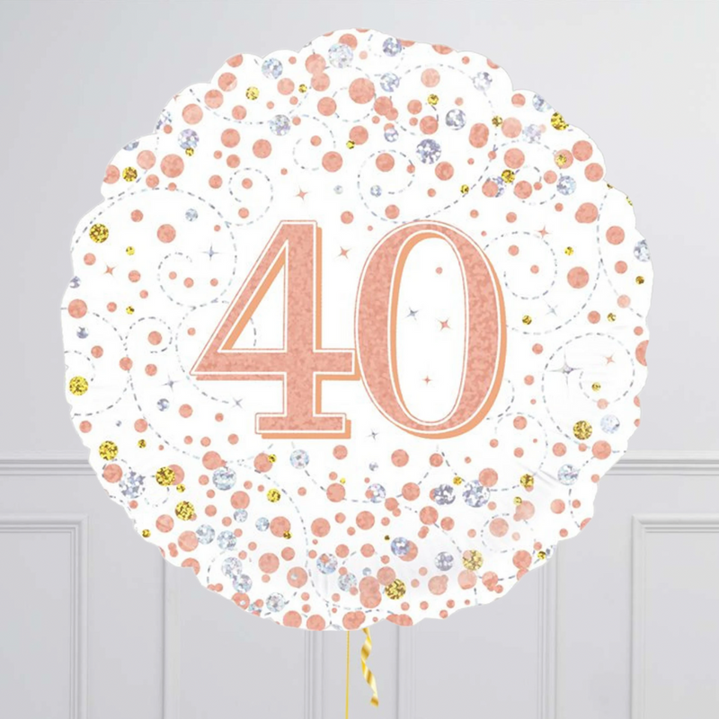 40th Birthday Rose Gold Foil Balloon Bouquet