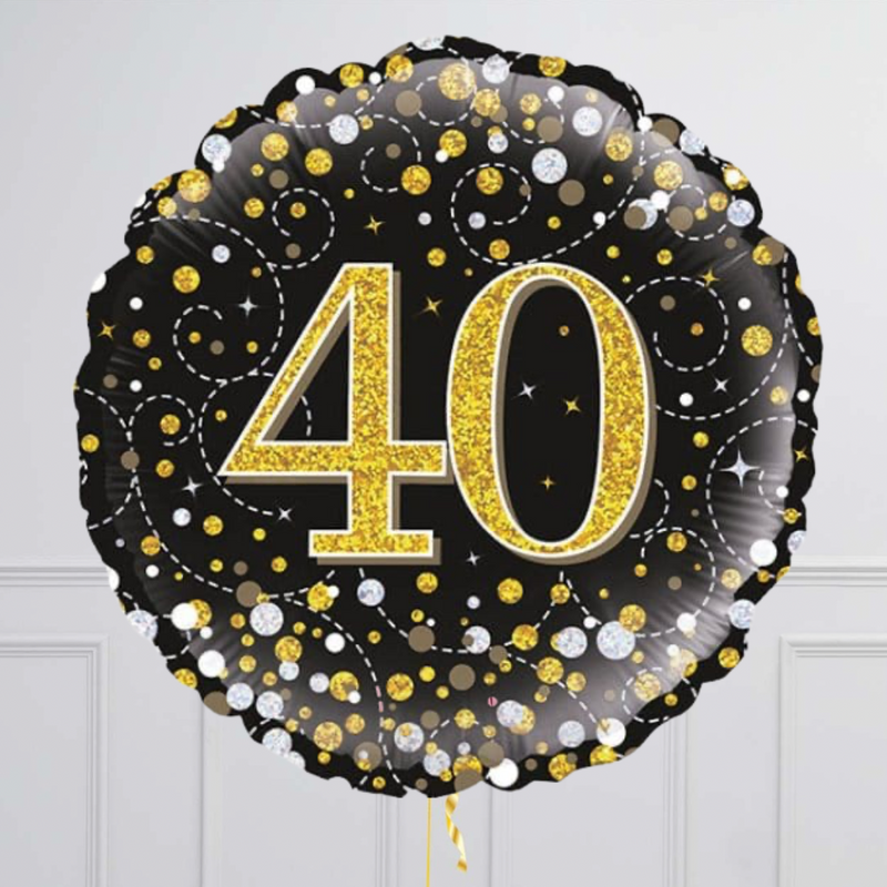 40th Birthday Gold & Black Foil Balloon Bouquet