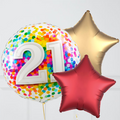 21st Birthday Rainbow Confetti Inflated Foil Balloon Bouquet