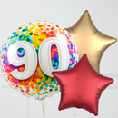 90th Birthday Rainbow Confetti Inflated Foil Balloon Bouquet