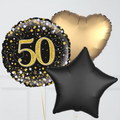 50th Birthday Gold & Black Foil Balloon Bouquet