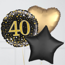 40th Birthday Gold & Black Foil Balloon Bouquet