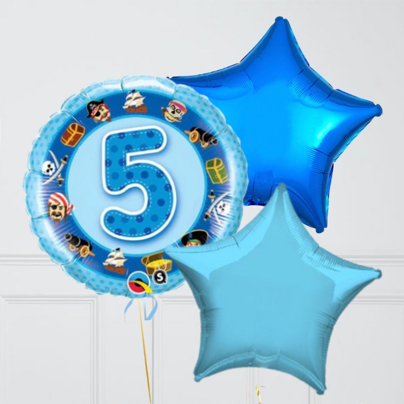 5th Birthday Blue Car & Trucks Foil Balloon Bouquet