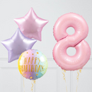 Inflated Lavender Rose Stars Birthday Balloon Number (One Number)