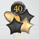 40th Birthday Gold & Black Foil Balloon Bouquet