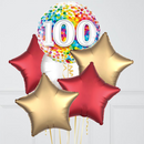 100th Birthday Rainbow Confetti Inflated Foil Balloon Bouquet