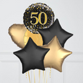 50th Birthday Gold & Black Foil Balloon Bouquet