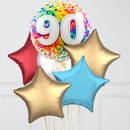 90th Birthday Rainbow Confetti Inflated Foil Balloon Bouquet