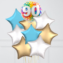 90th Birthday Rainbow Confetti Inflated Foil Balloon Bouquet