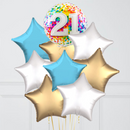 21st Birthday Rainbow Confetti Inflated Foil Balloon Bouquet