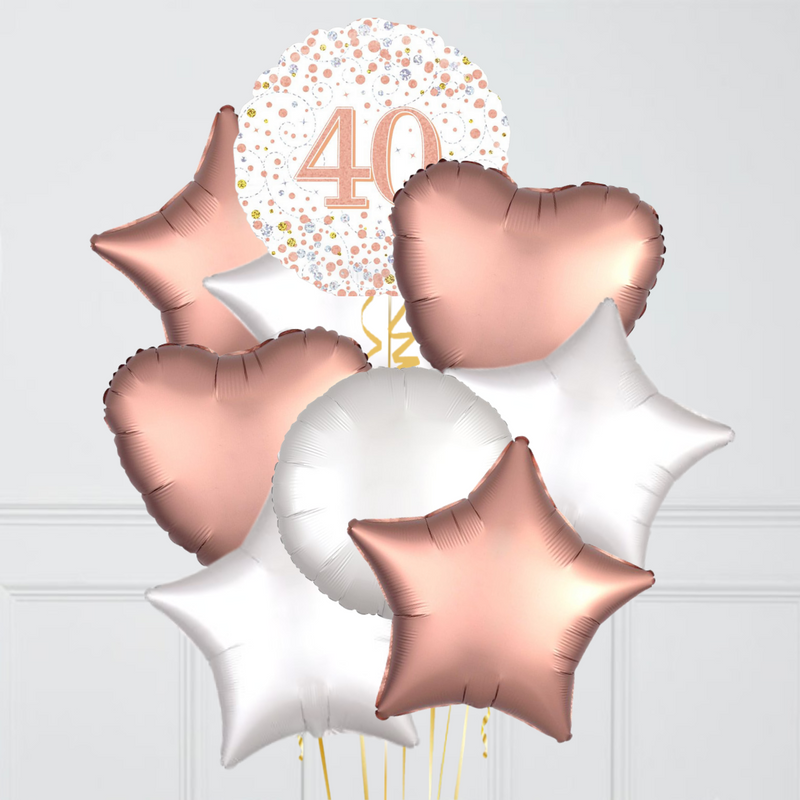 40th Birthday Rose Gold Foil Balloon Bouquet