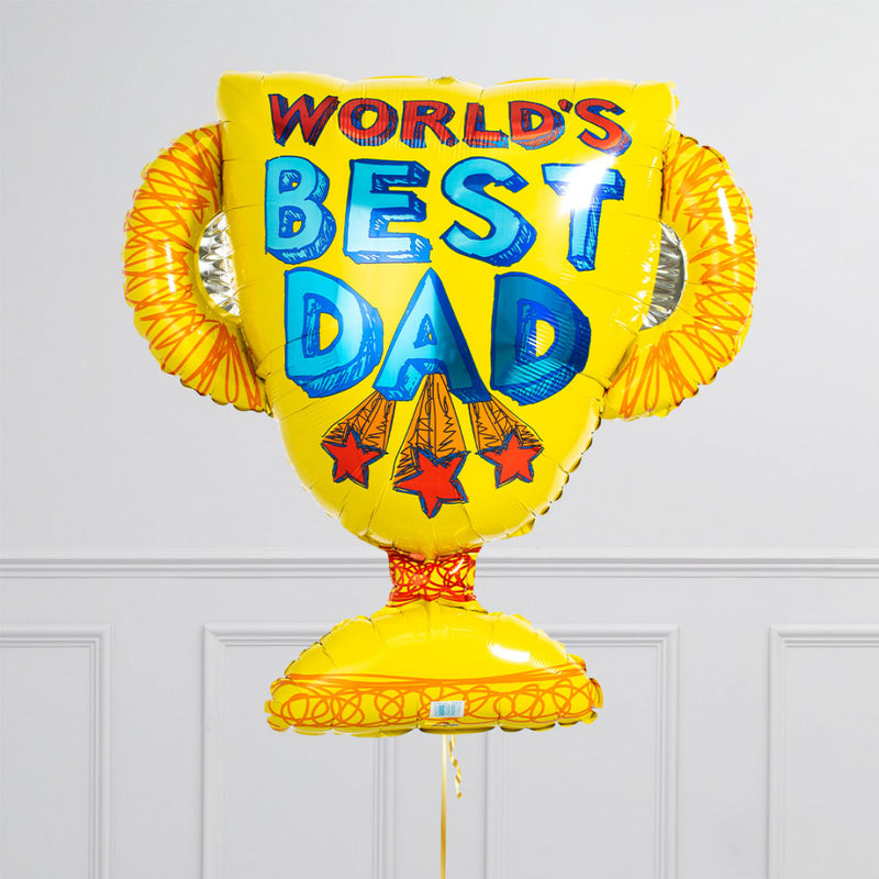 Best Dad Birthday Trophy Inflated Balloon Package