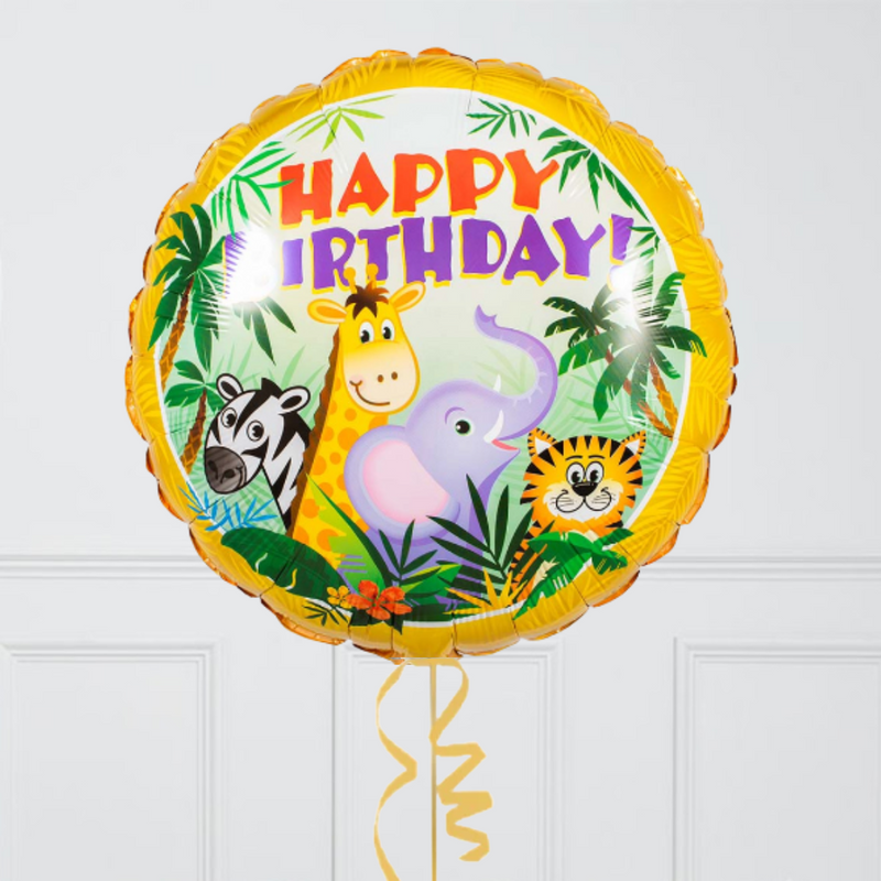 Safari Tropical Happy Birthday Inflated Foil Balloon Bunch