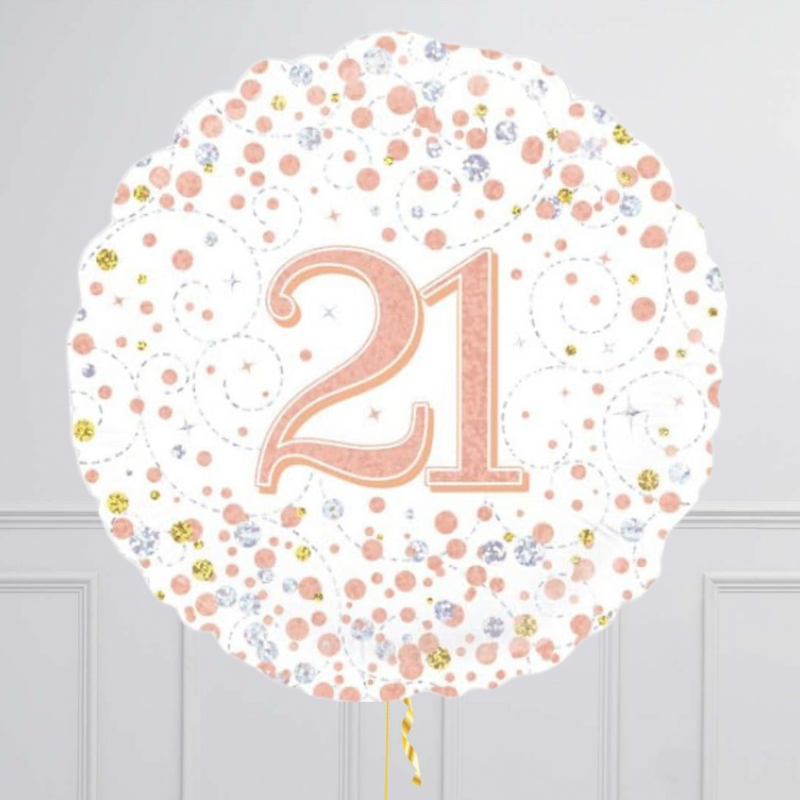 21st Birthday Rose Gold Foil Balloon Bouquet