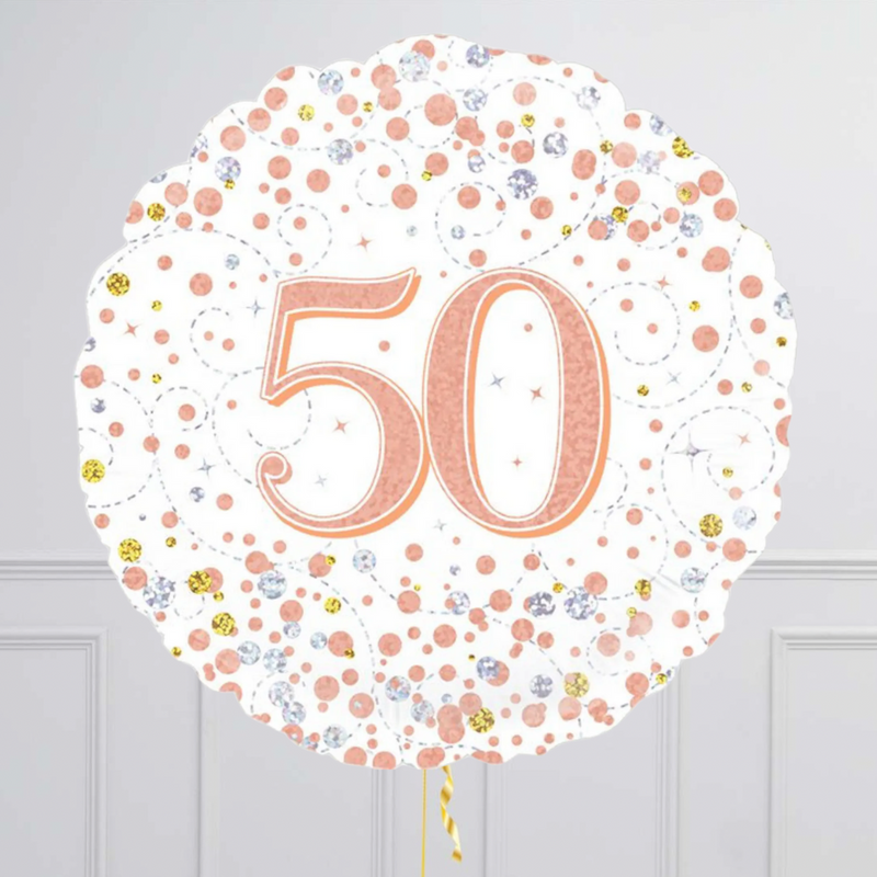 50th Birthday Rose Gold Foil Balloon Bouquet