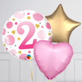 2nd Birthday Pink and Gold Dots Foil Balloon Bouquet