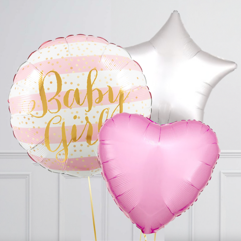 Gold & Pink Baby Girl Foil Balloon Bouquet