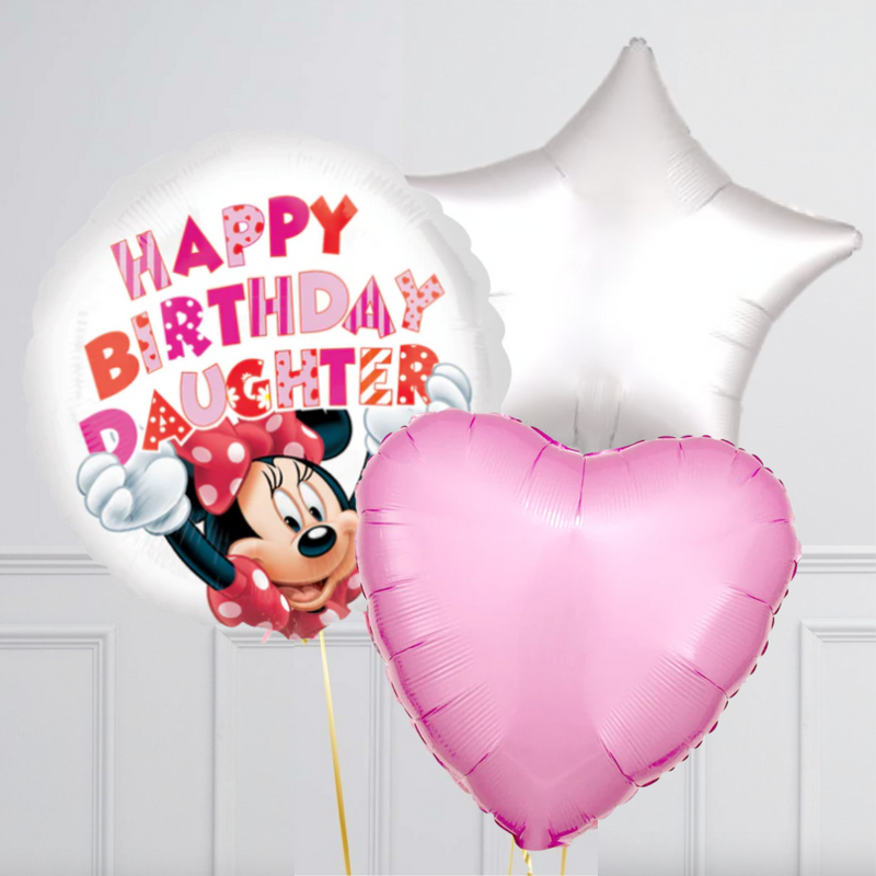 Happy Birthday Daughter Minnie Mouse Foil Balloon Bouquet