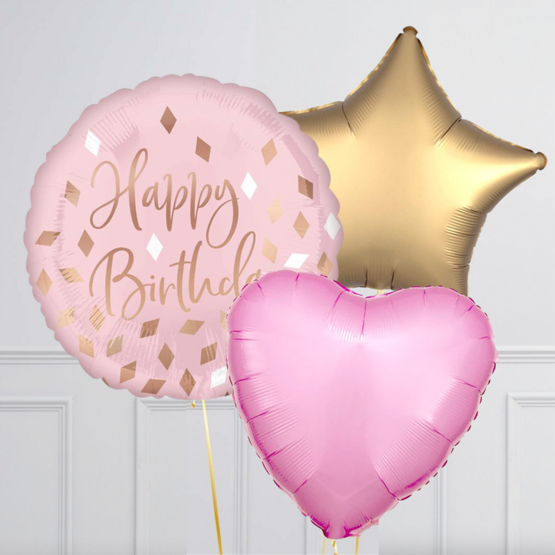 Blush Pink Happy Birthday Foil Balloon Bouquet