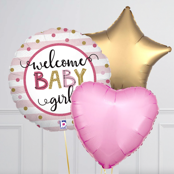 Welcome Baby Girl Foil Balloon Bouquet