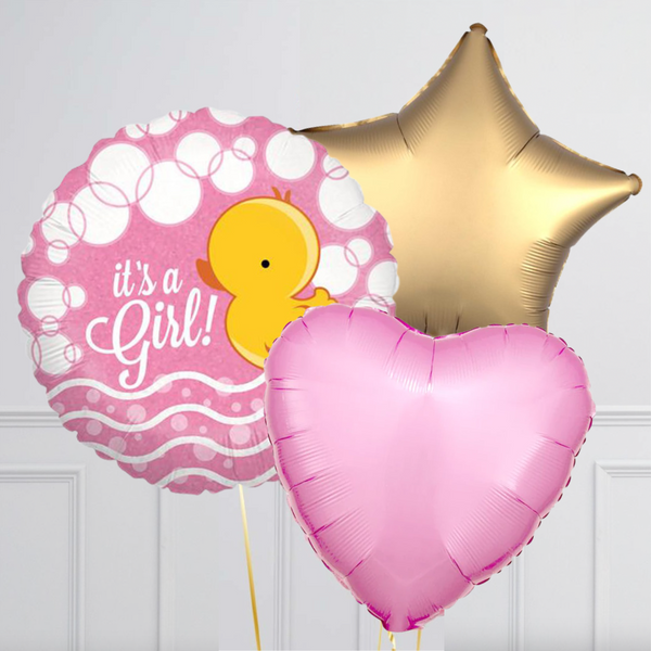 It's a Girl Little Duck Balloon Bouquet