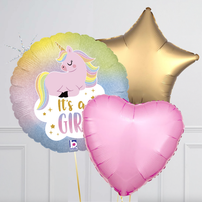 It's a Girl Unicorn Foil Balloon Bouquet